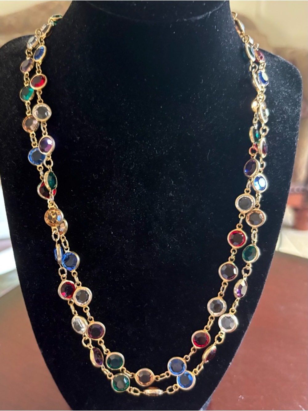 Vintage 70’s Multi Colored Rhinestone Necklace